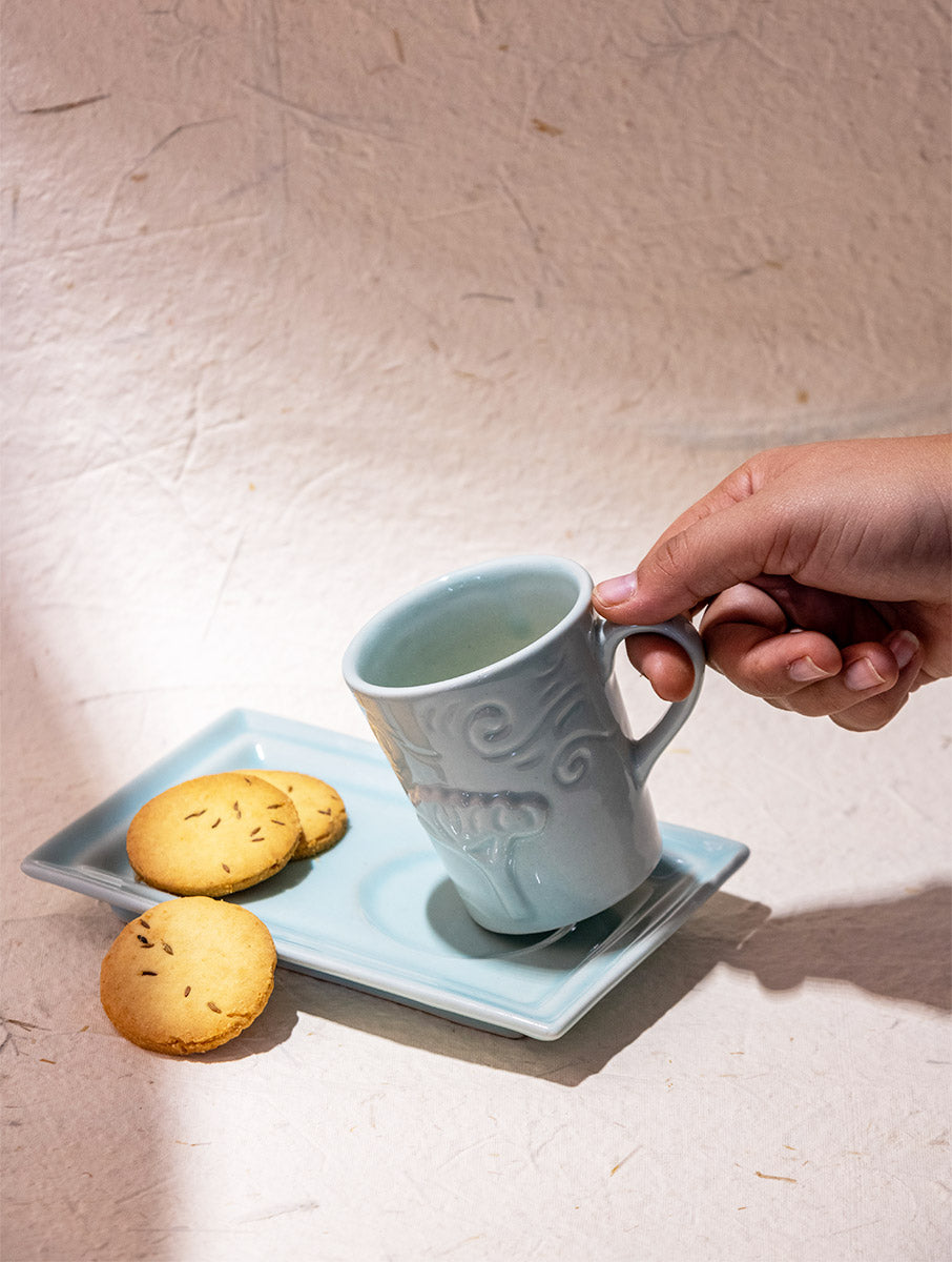 Breeze Tea-time, Mug & Platter Set of 2  - Blue