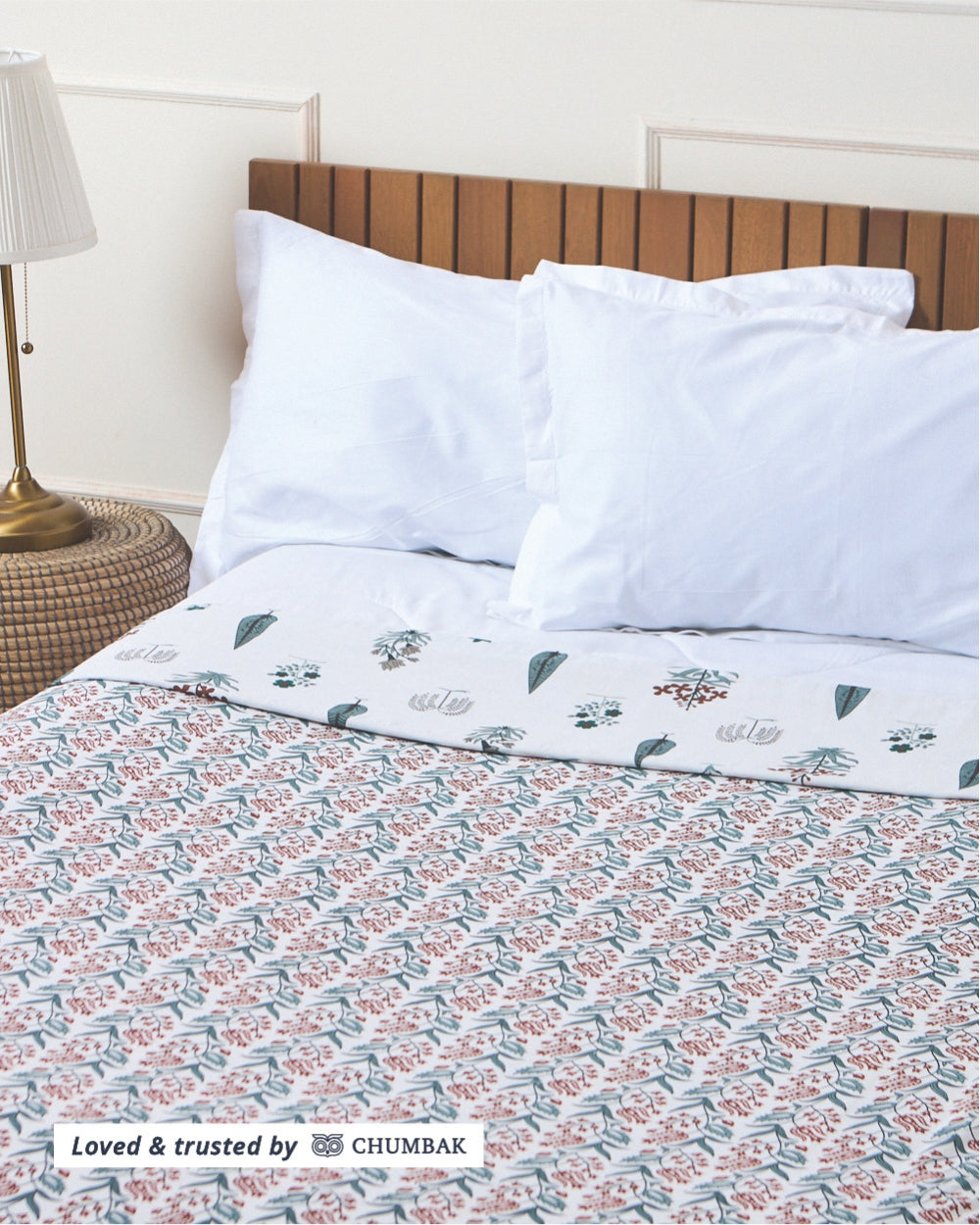 Green Petals Cotton Dohar - Single Bed 144TC