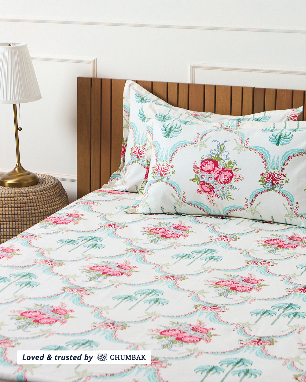 Palms & Gulaab, Rose Bedsheet Set 180TC