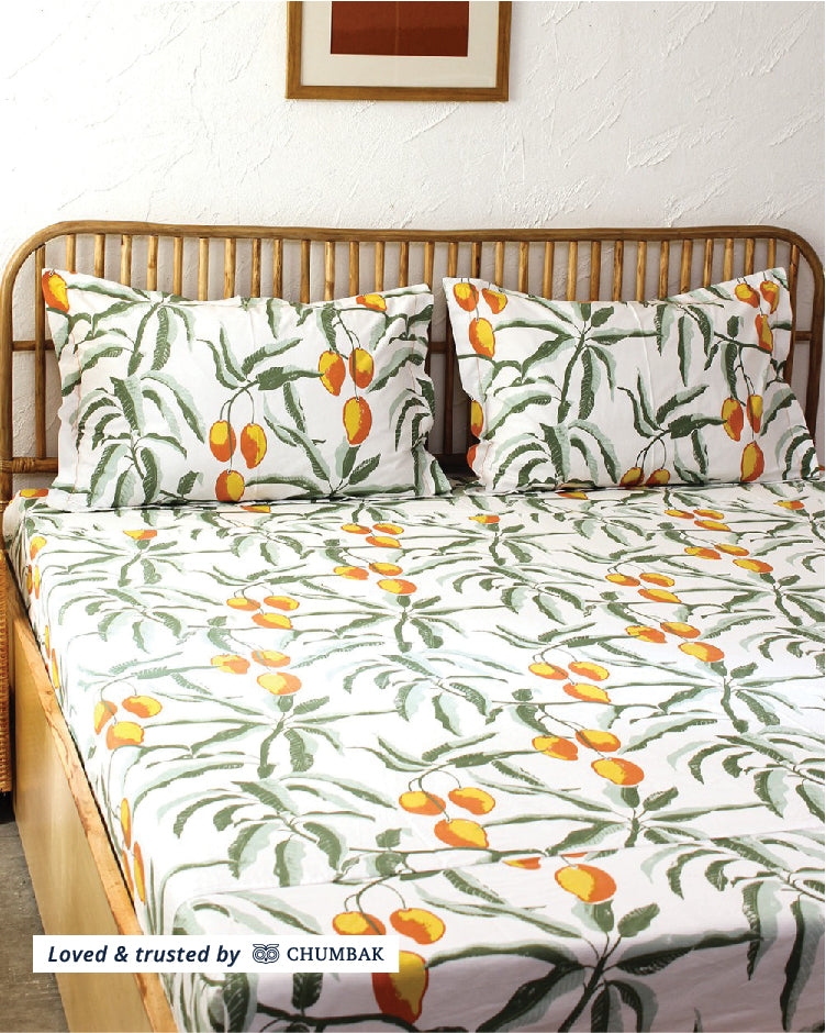 Mango Garden - Queen Size Bedsheet Set 180TC