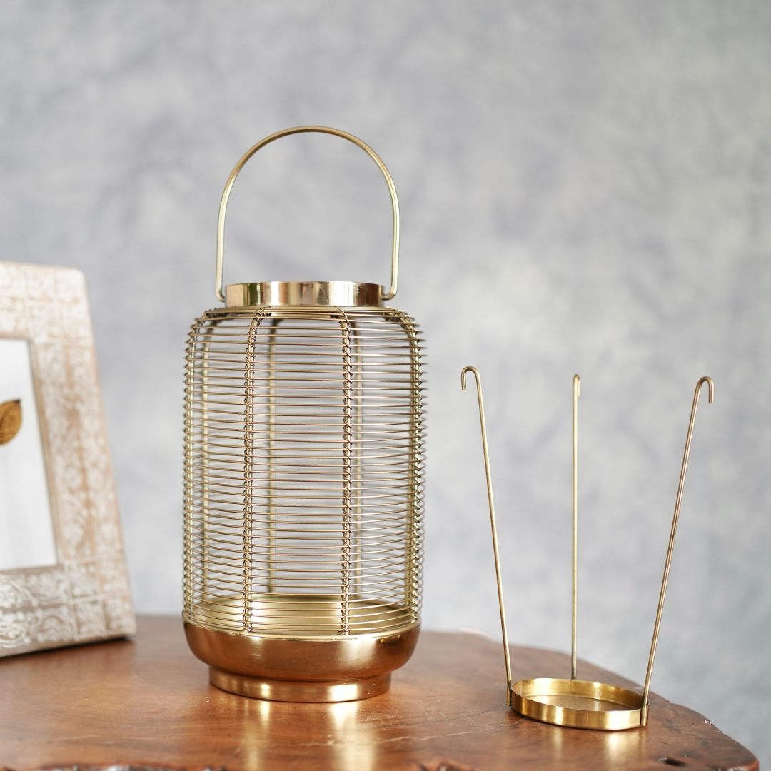 Classic Wire Metal Lantern Gold 10"*6.2"