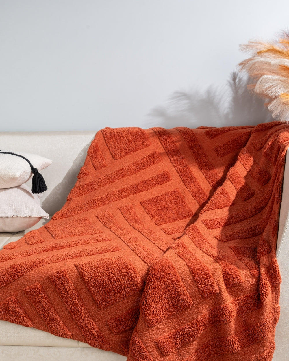 Terracotta Tufted Throw Blanket