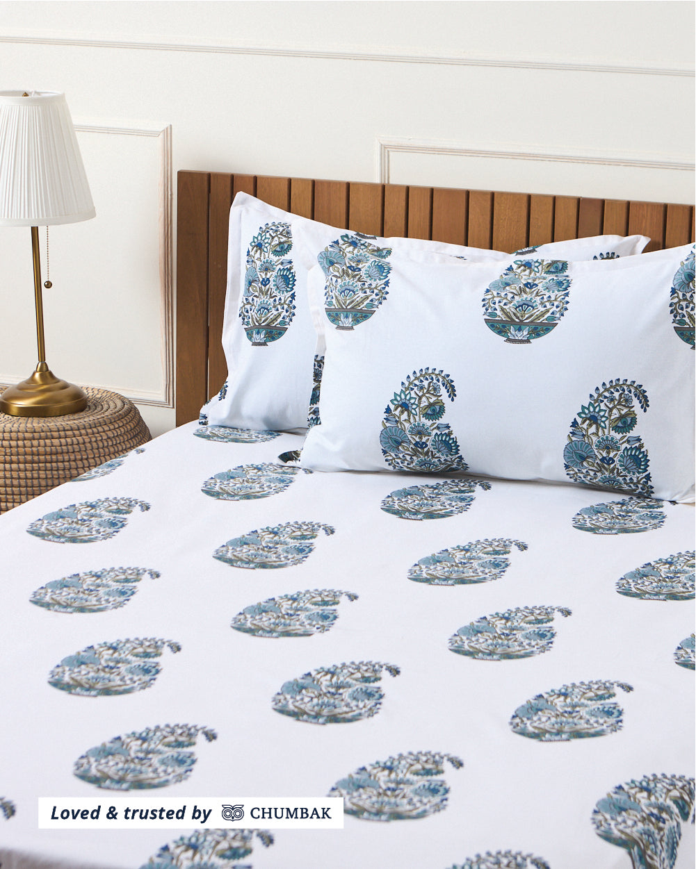 Jaipuri Paisley Hand-Block Bedsheet Set