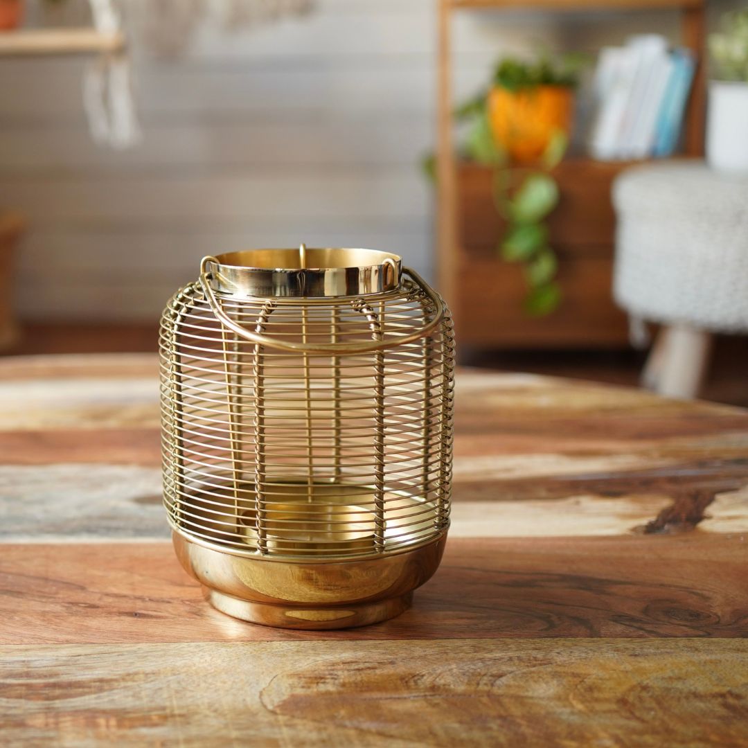 Classic Wire Metal Lantern Gold 7.6"*6.2"