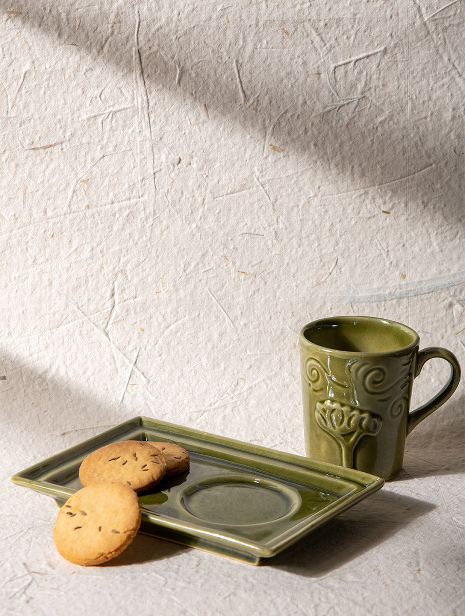 Breeze Tea-time, Mug & Platter Set of 2  - Olive