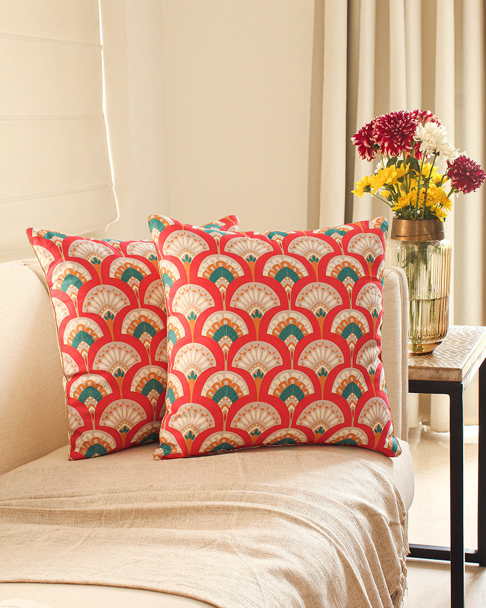 Festive Flair Cushion Cover 16" Set of 2 - Red