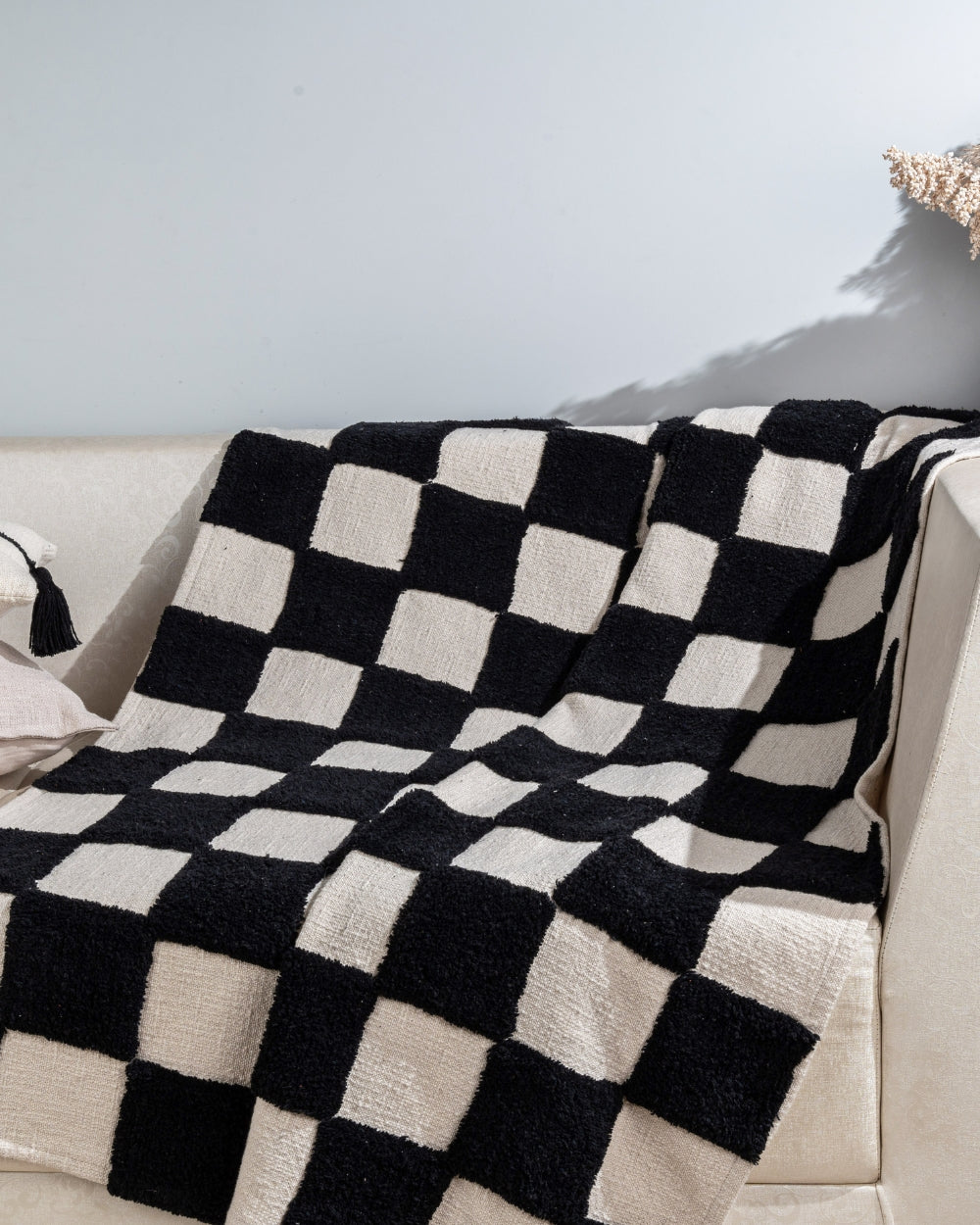 Black & White Checkered Throw Blanket