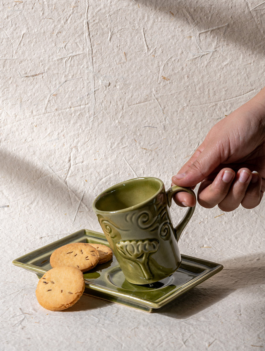 Breeze Tea-time, Mug & Platter Set of 2  - Olive