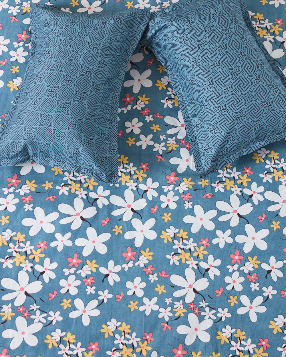 Blue Bloom -  Queen Size Bedsheet