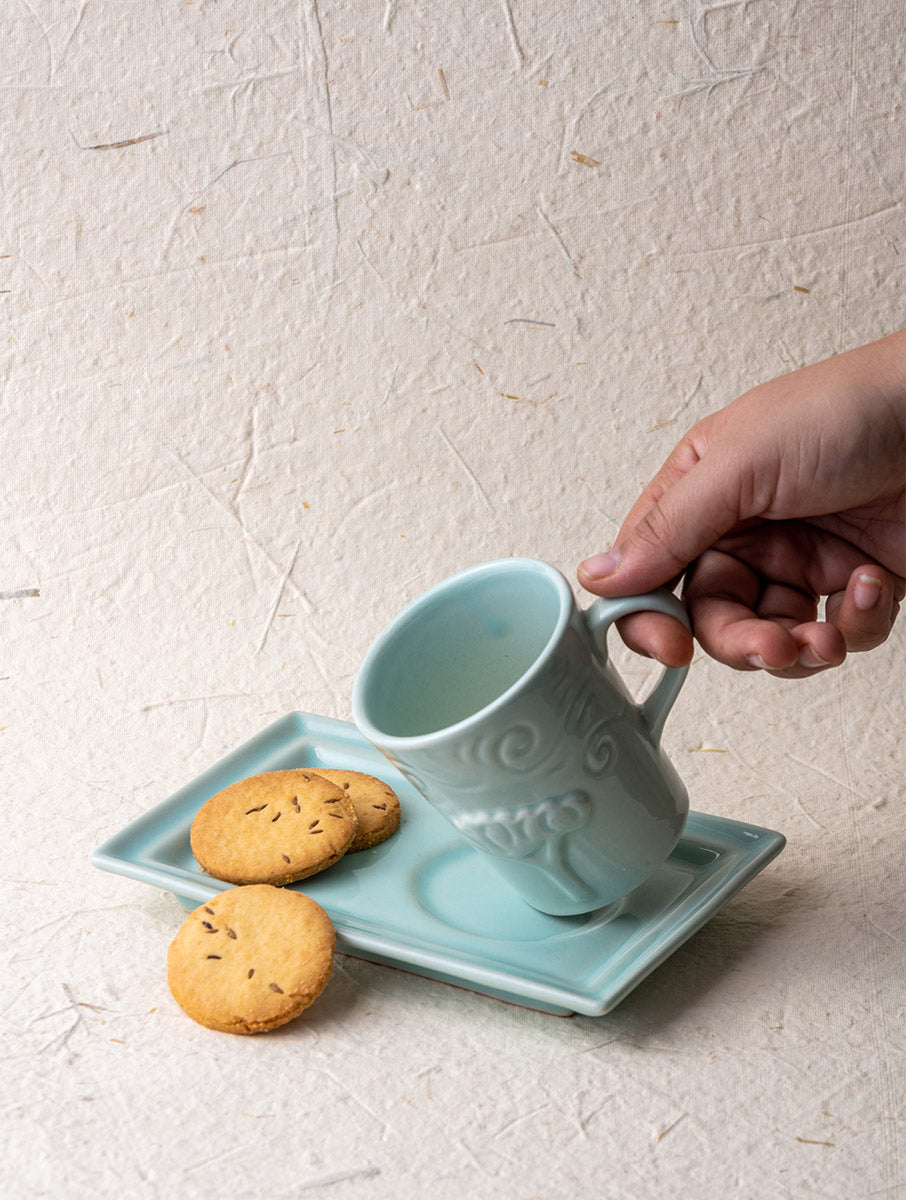 Breeze Tea-time, Mug & Platter Set of 2  - Blue