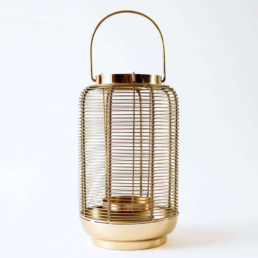 Classic Wire Metal Lantern Gold 10"*6.2"