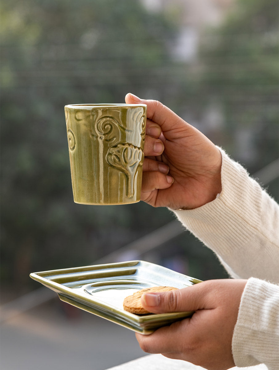 Breeze Tea-time, Mug & Platter Set of 2  - Olive