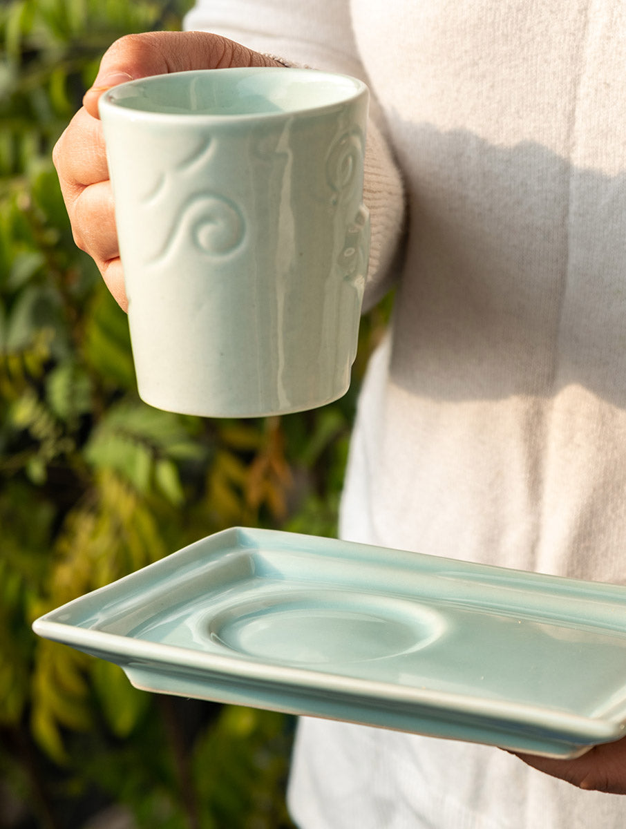 Breeze Tea-time, Mug & Platter Set of 2  - Blue