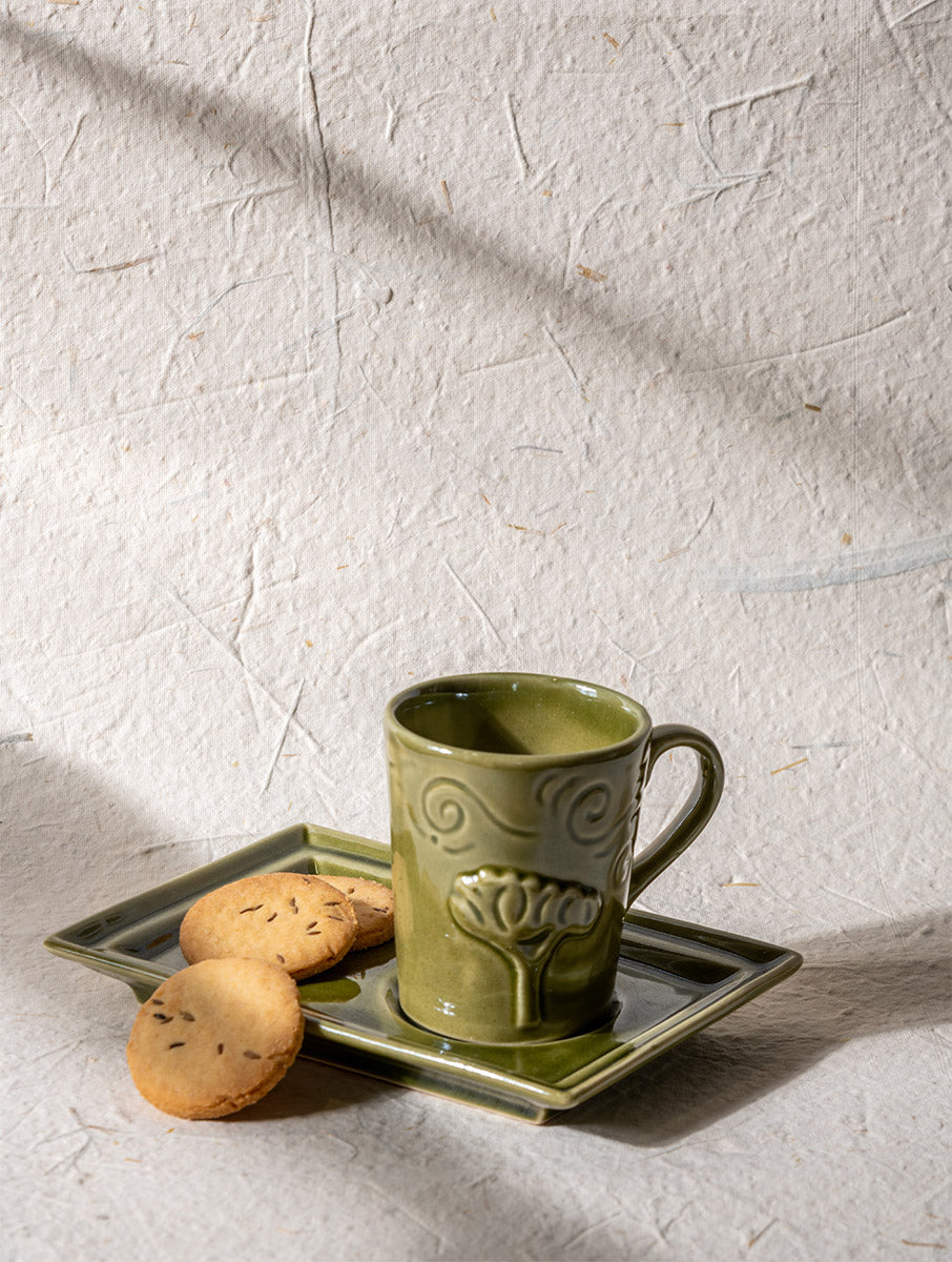 Breeze Tea-time, Mug & Platter Set of 2  - Olive