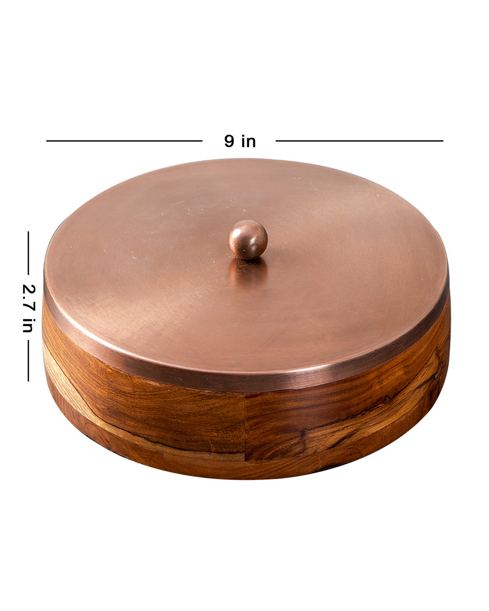 Classic Acacia Wood Masala Box - Copper