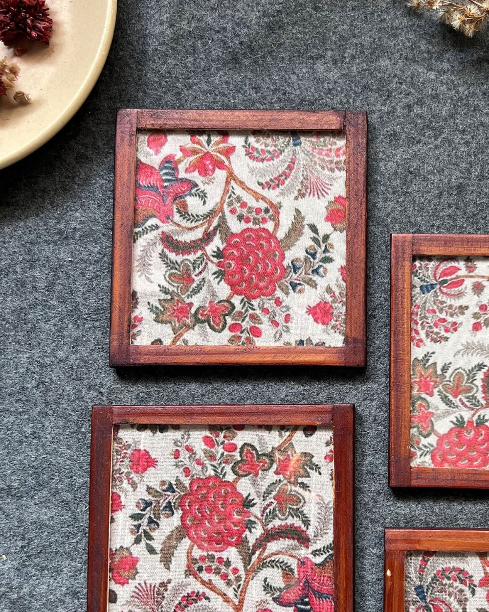 Vintage Rose Coasters, Set of 4