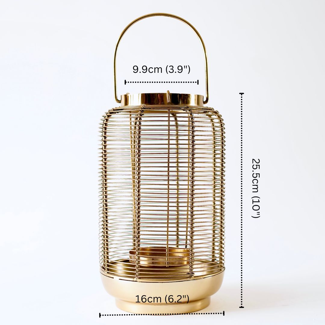 Classic Wire Metal Lantern Gold 10"*6.2"