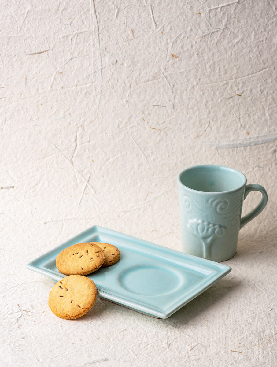 Breeze Tea-time, Mug & Platter Set of 2  - Blue