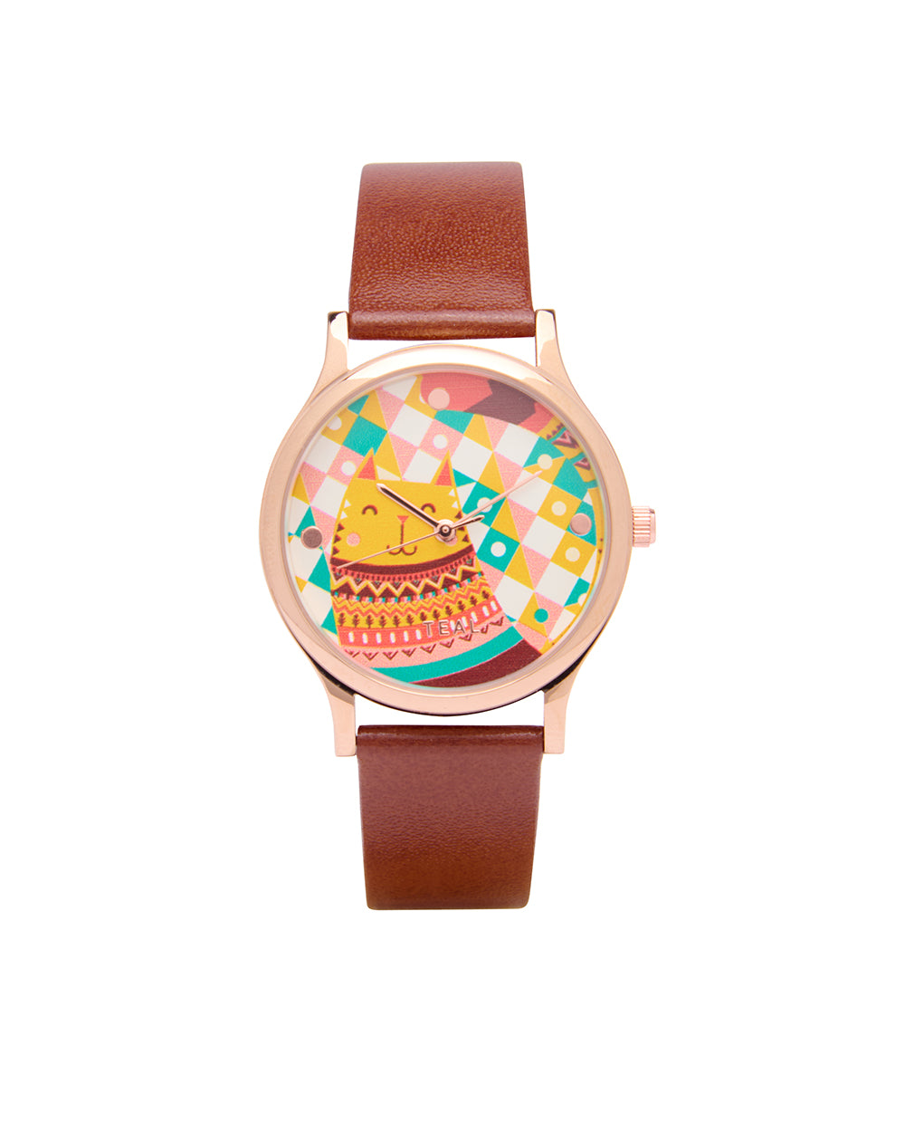 TEAL by Chumbak Aztec Cats Wrist Watch