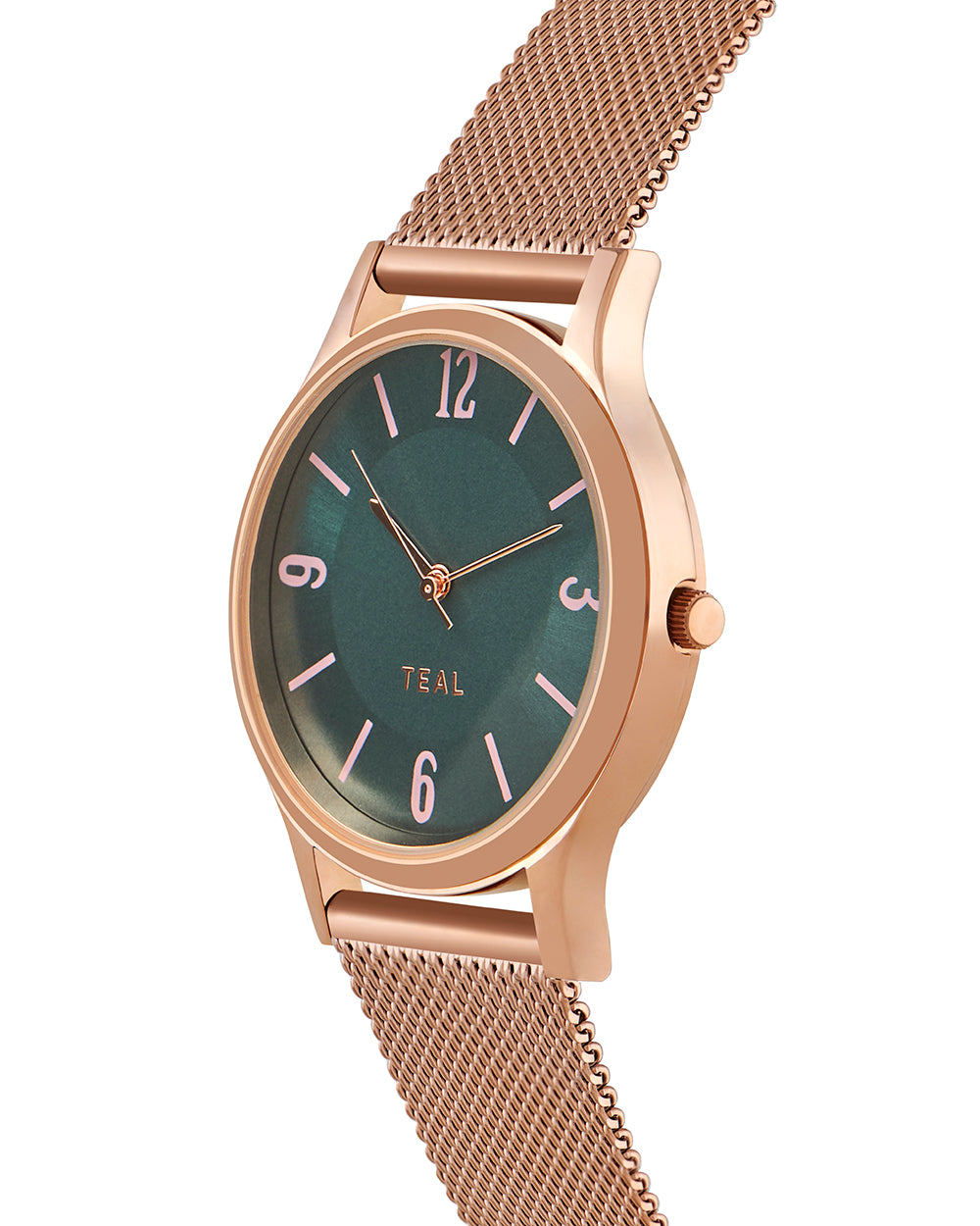 TEAL by Chumbak Forest Jade Watch, Metal Mesh Strap