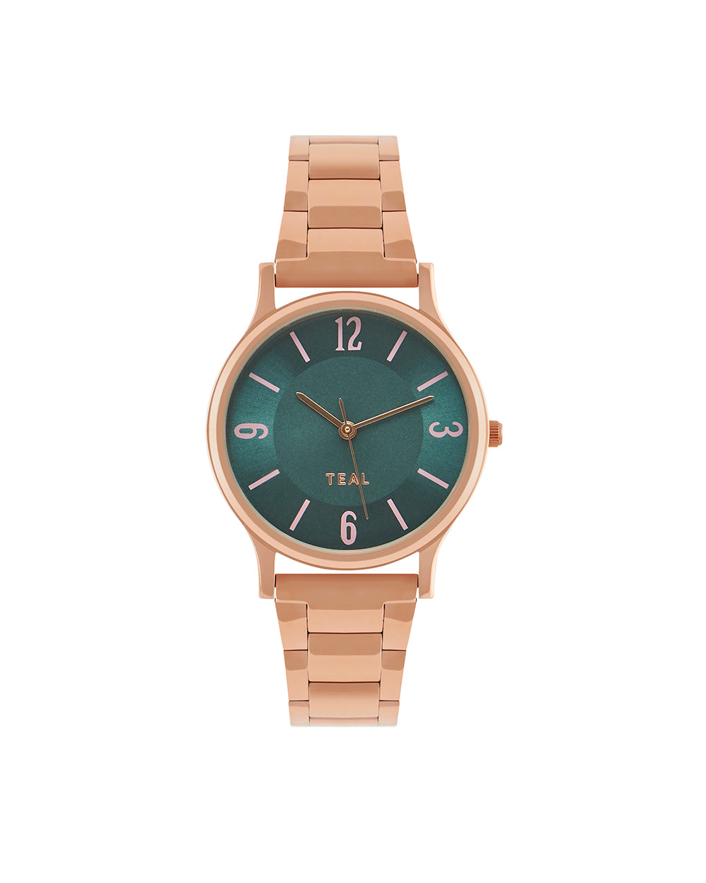 TEAL by Chumbak Forest Jade Watch, Metal link Strap