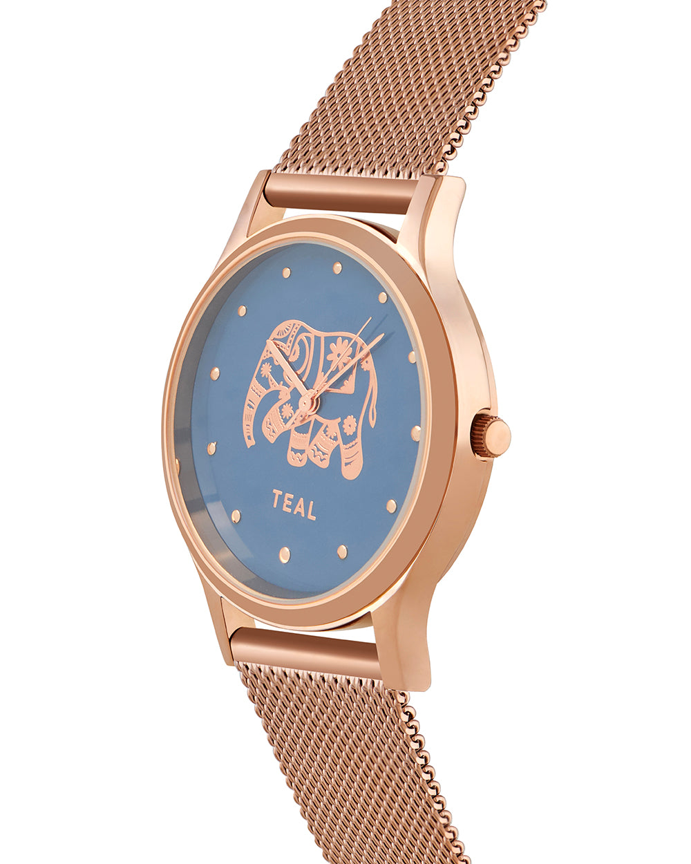 TEAL by Chumbak Carnival Elephant Watch,Metal Mesh Strap