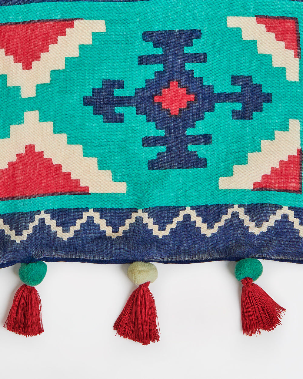 Mercado Aztec Tassels Scarf - Rectangular 