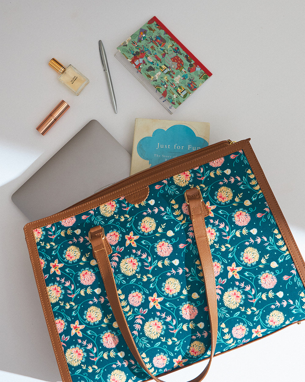 Teal by Chumbak Blue Bloom Office Tote