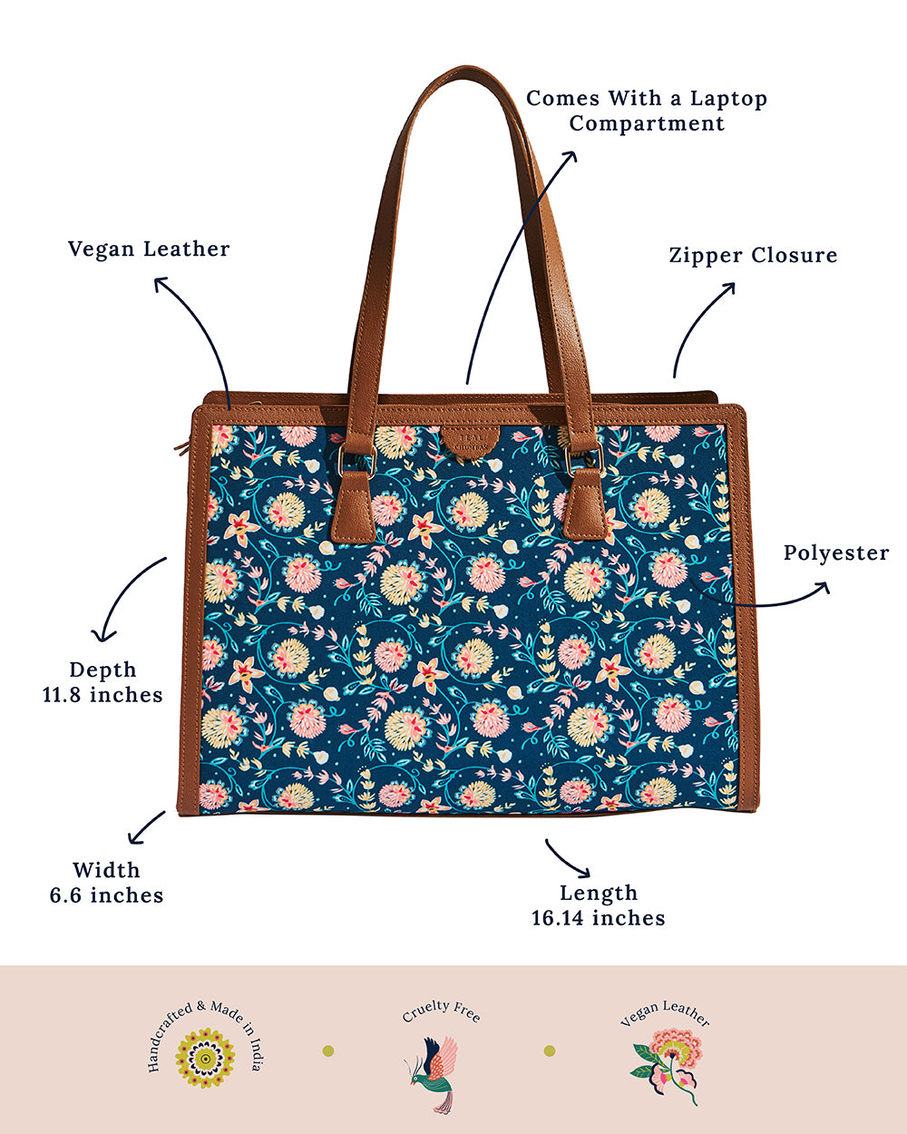 Teal by Chumbak Blue Bloom Office Tote