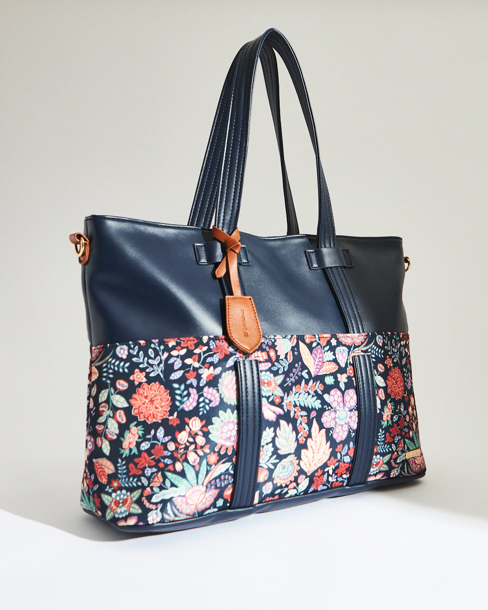 Batik Bloom Work Tote, Navy