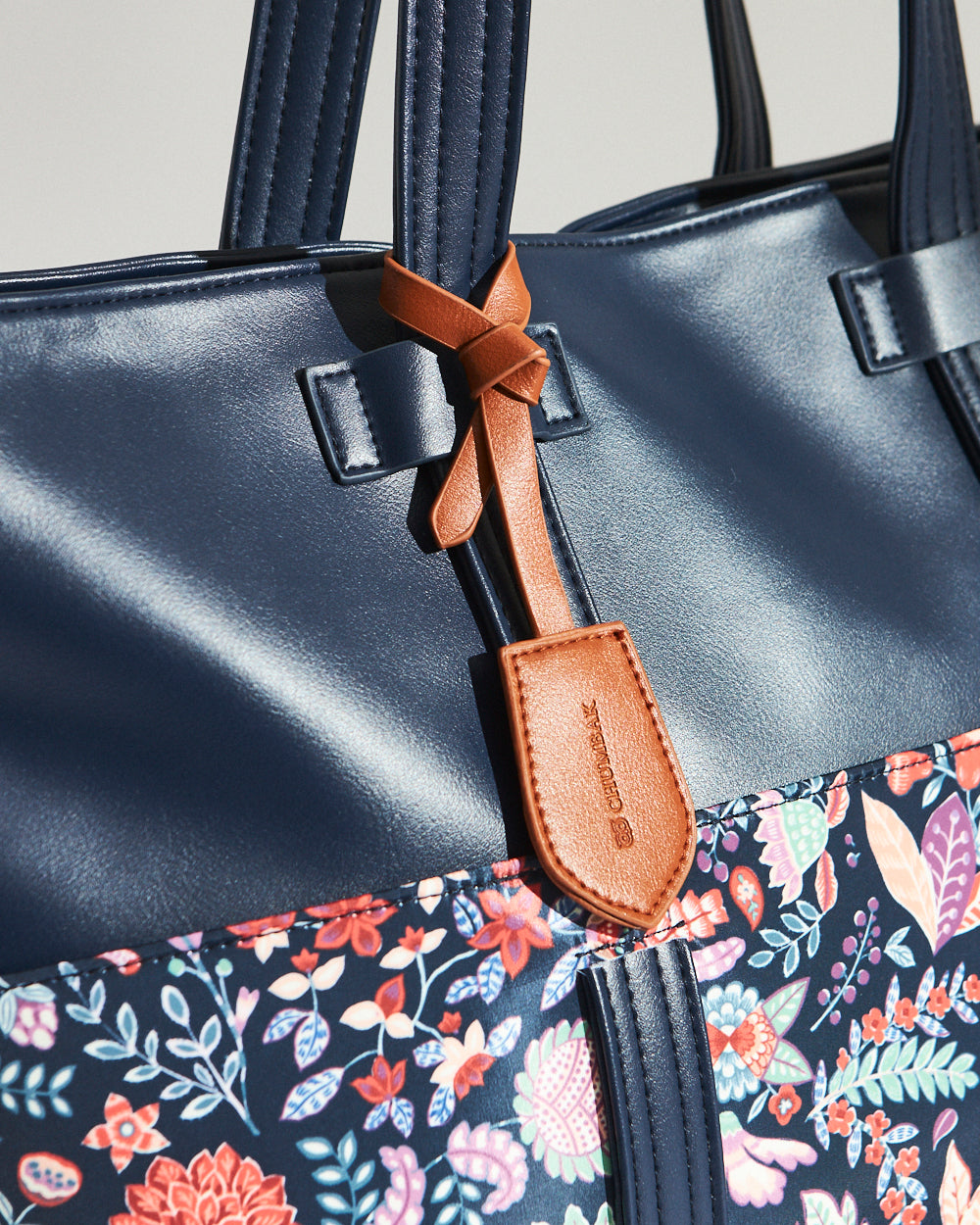 Batik Bloom Work Tote, Navy