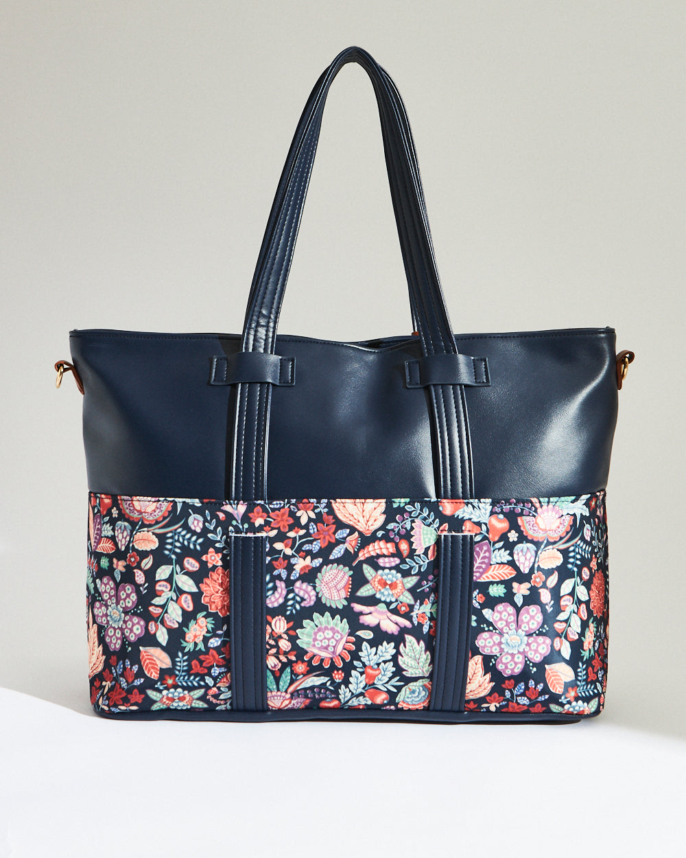 Batik Bloom Work Tote, Navy