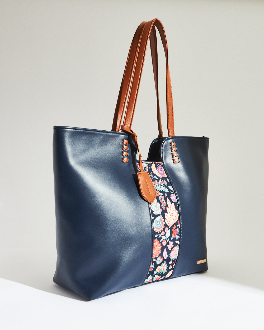 Batik Bloom Tote, Navy