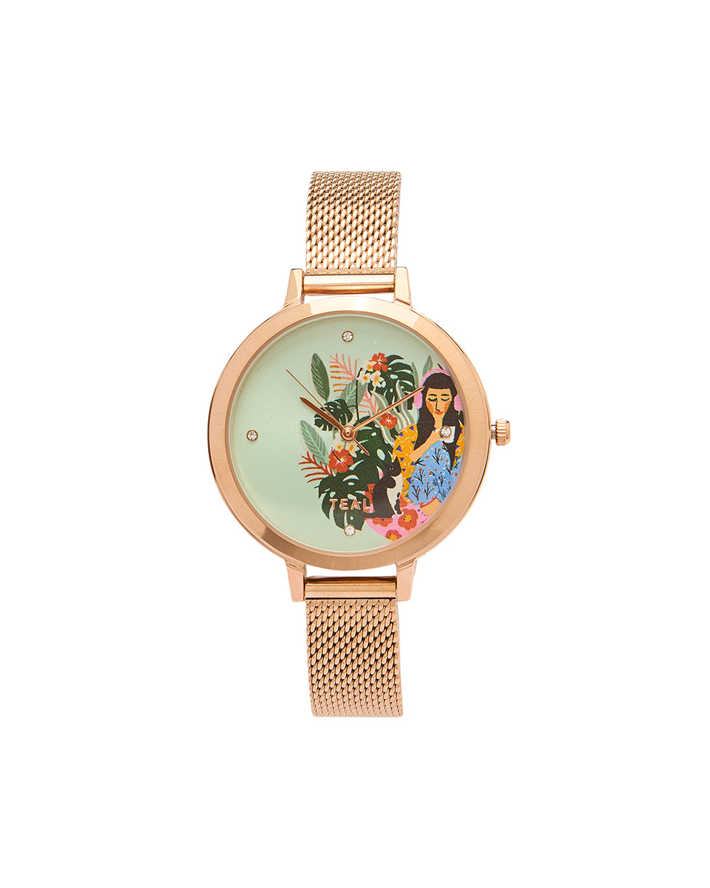 Teal by Chumbak Live Slow Watch,Stainless Steel Mesh Strap