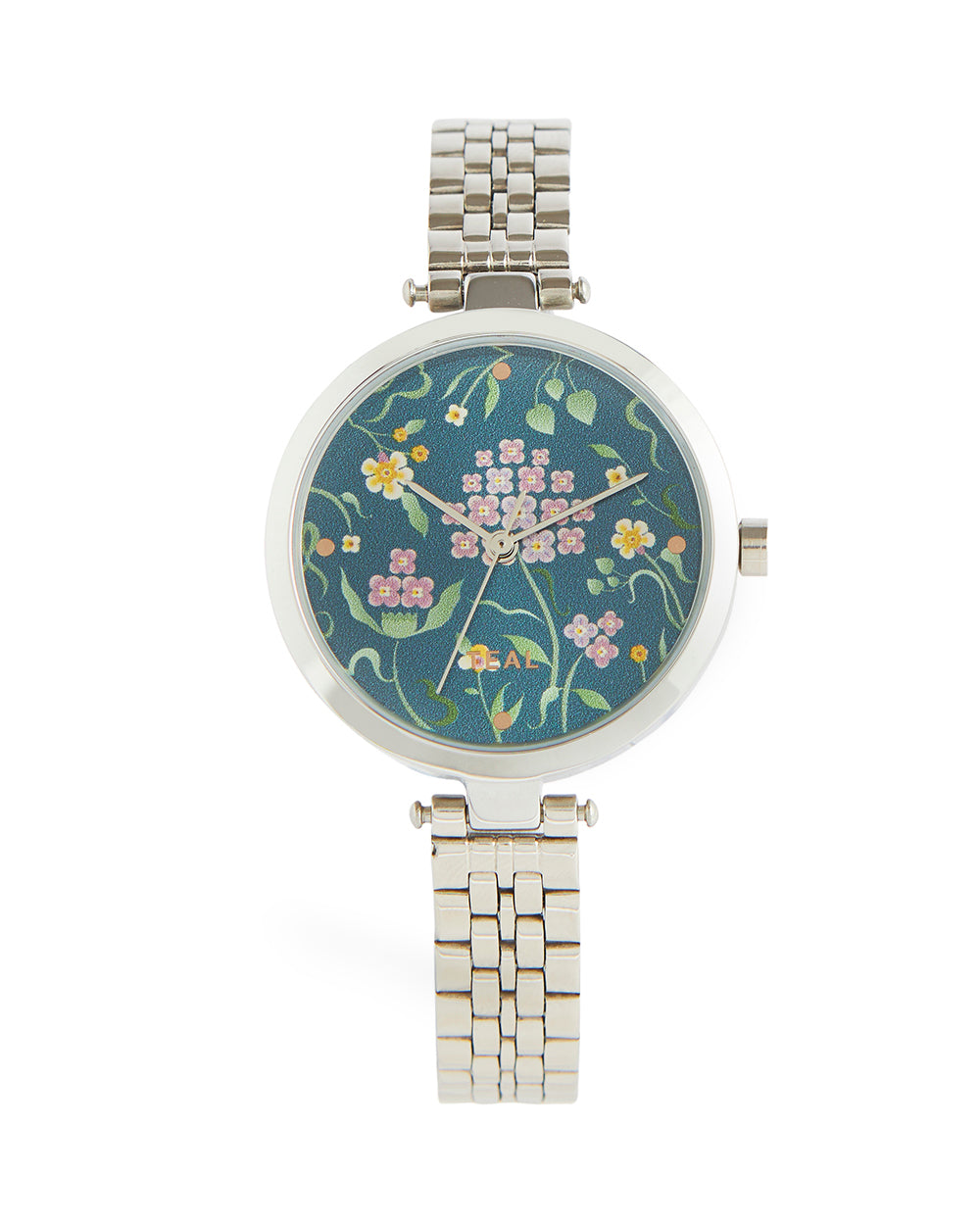 TEAL by Chumbak Jungle Flowers Watch, Metal Mesh Strap