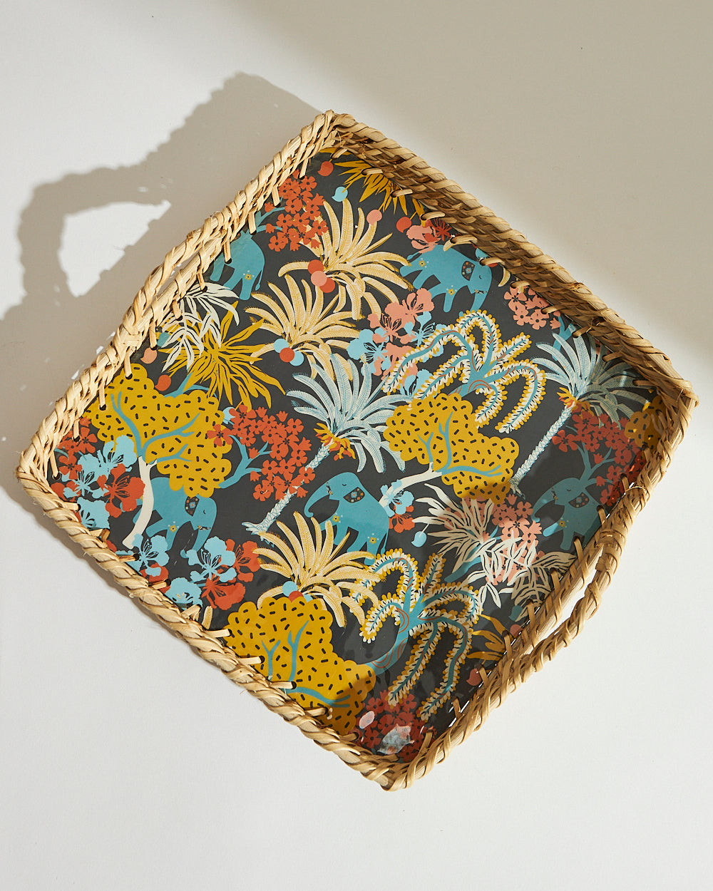 Jungle Drama Jute Tray, Large