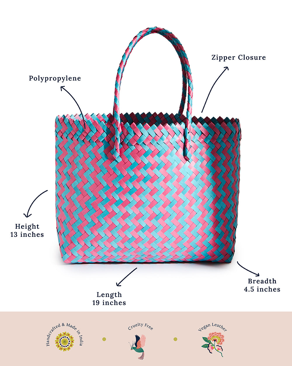 Weave Lunch Bag - Pink