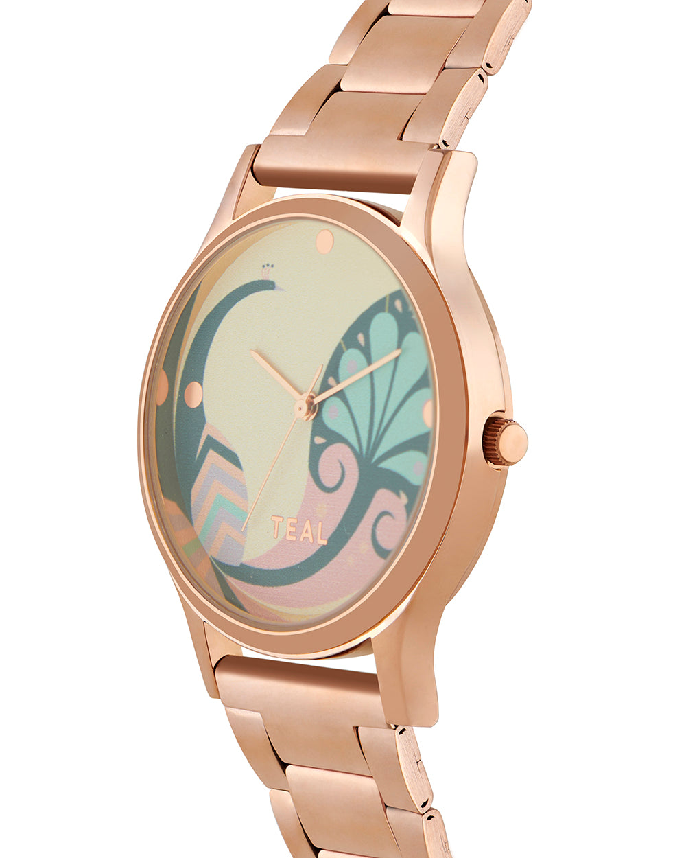 Teal By Chumbak | Urban feathers Watch - Metal Link Strap