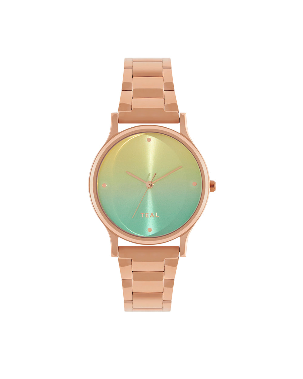 Teal By Chumbak | Ombre Green Watch - Metal Link Strap