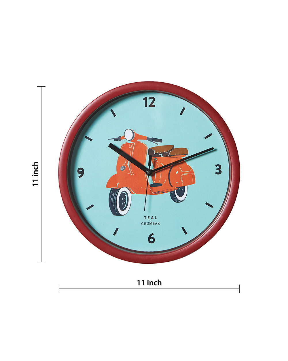 Teal by Chumbak |Scooting Around Wall Clock | 11 inch