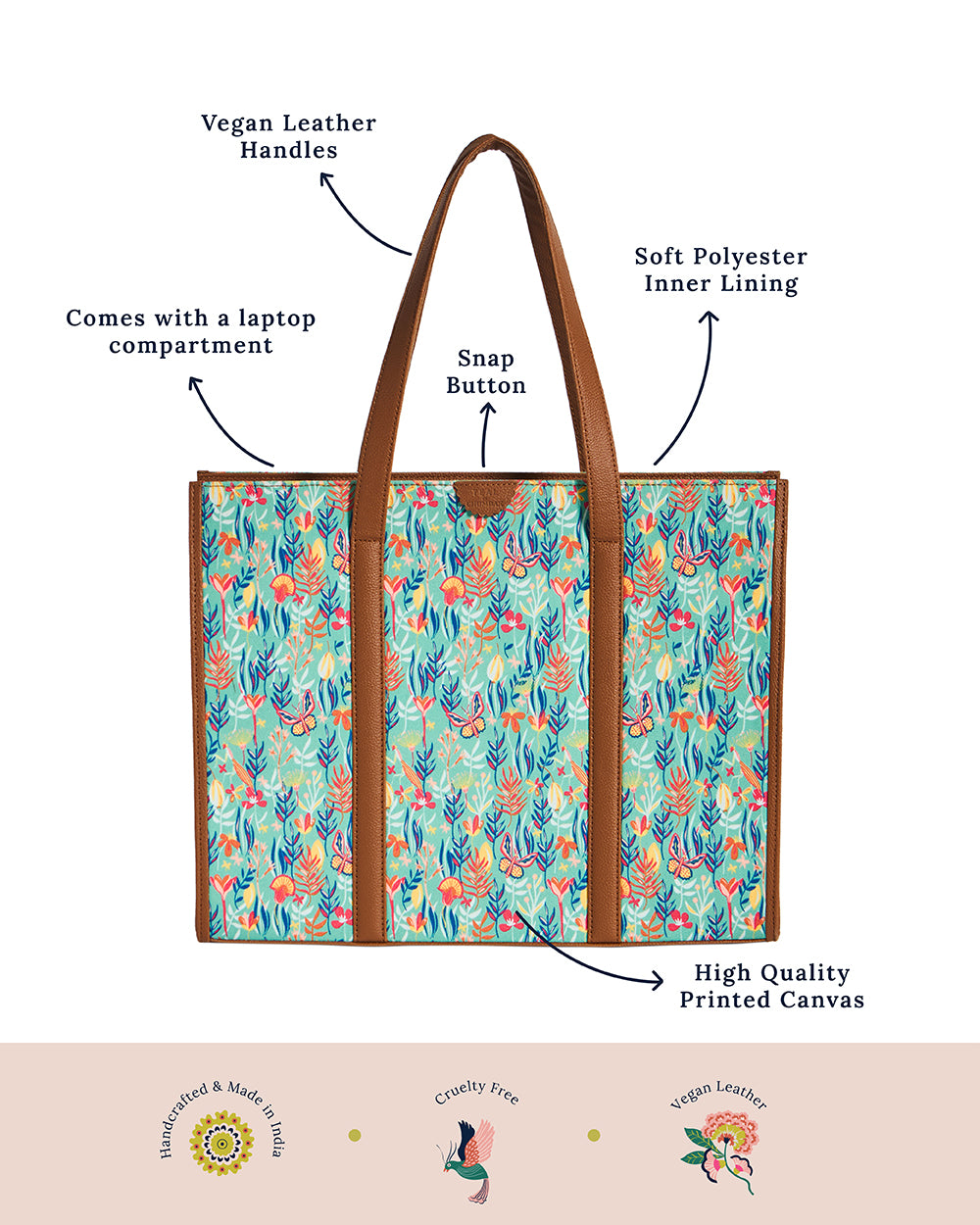 Teal by Chumbak |Tokyo Blooms Canvas Tote