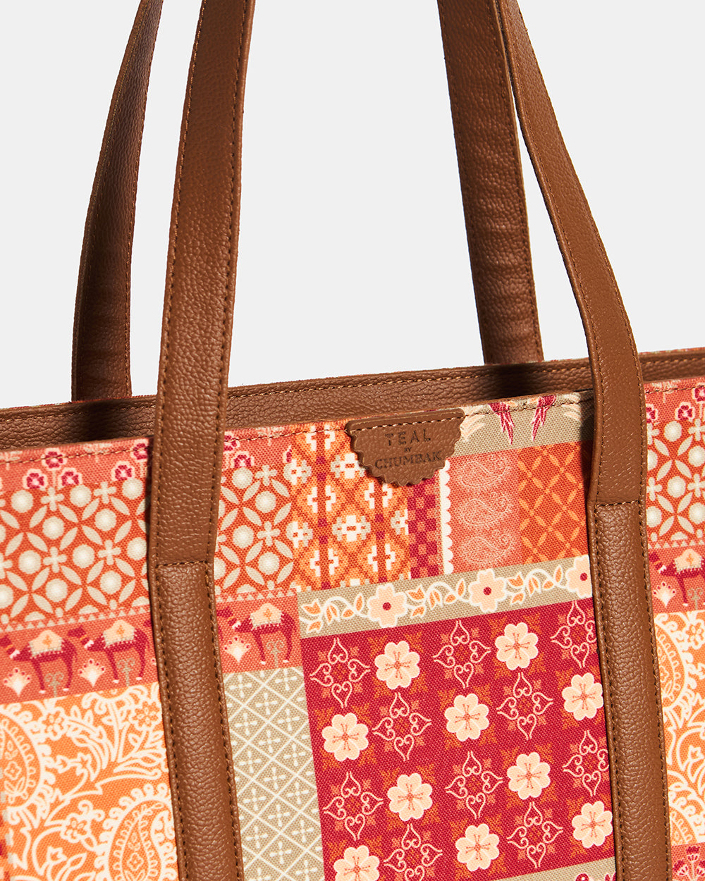 Teal by Chumbak |Terracota Patches & Prints Canvas Tote