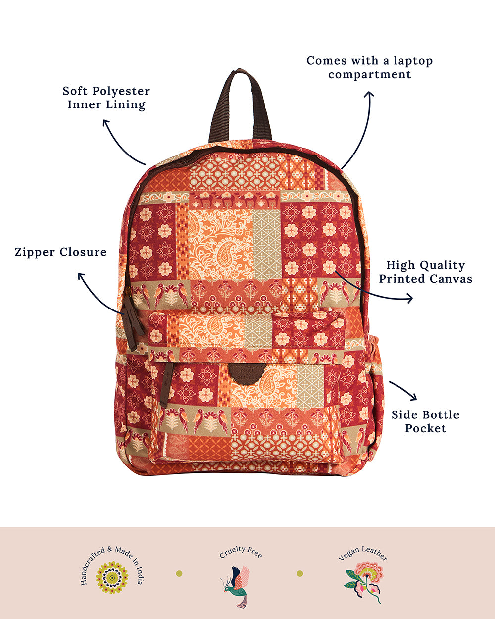 Teal by Chumbak | Terracota Patches & Prints Backpack