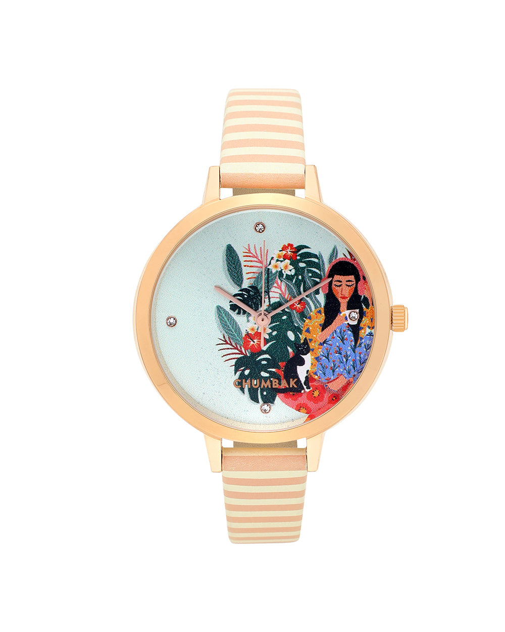 Teal by Chumbak | Relaxed Afternoon Printed Strap Wristwatch Mint