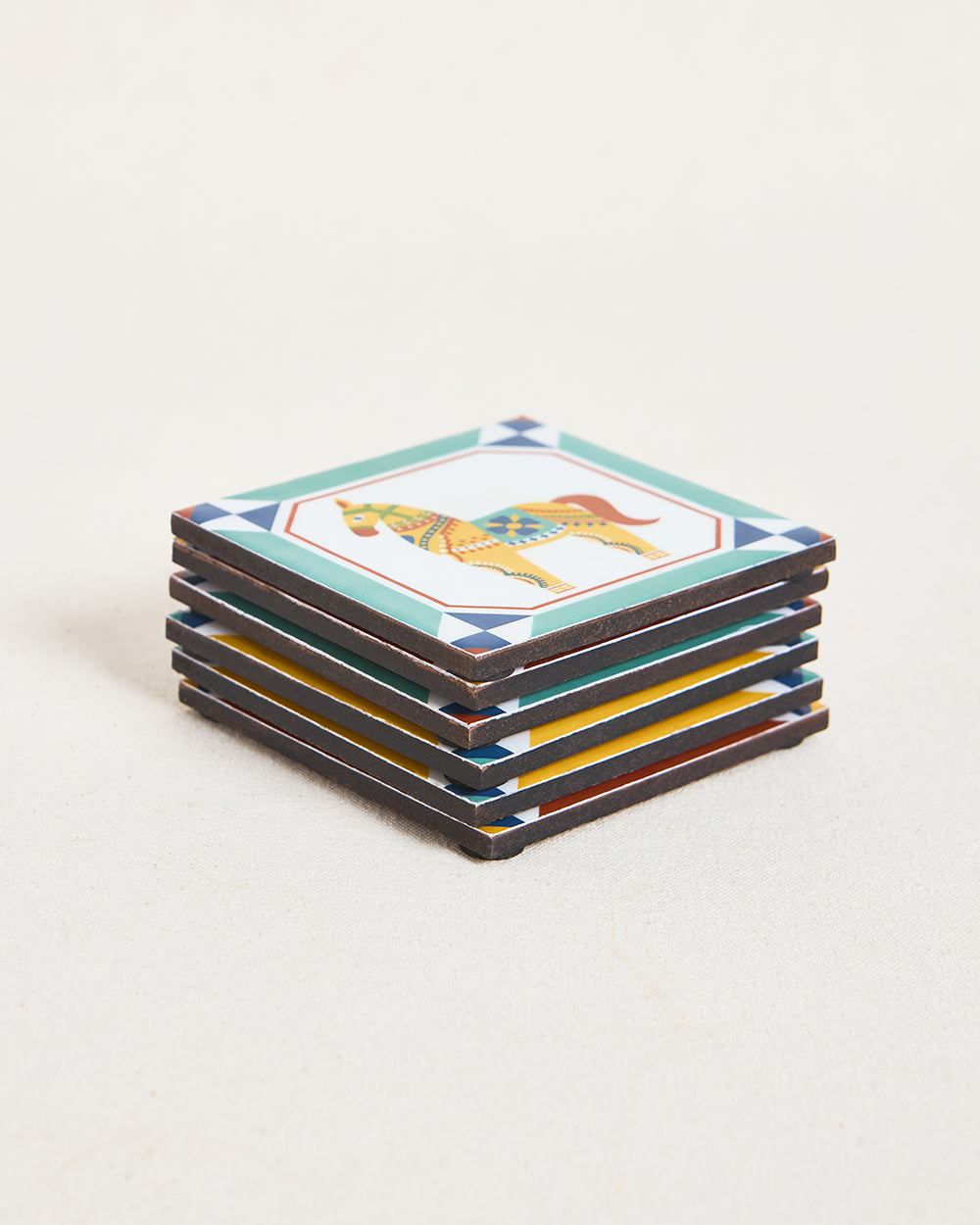 Karaikudi Tiles Coasters,  Set of 6