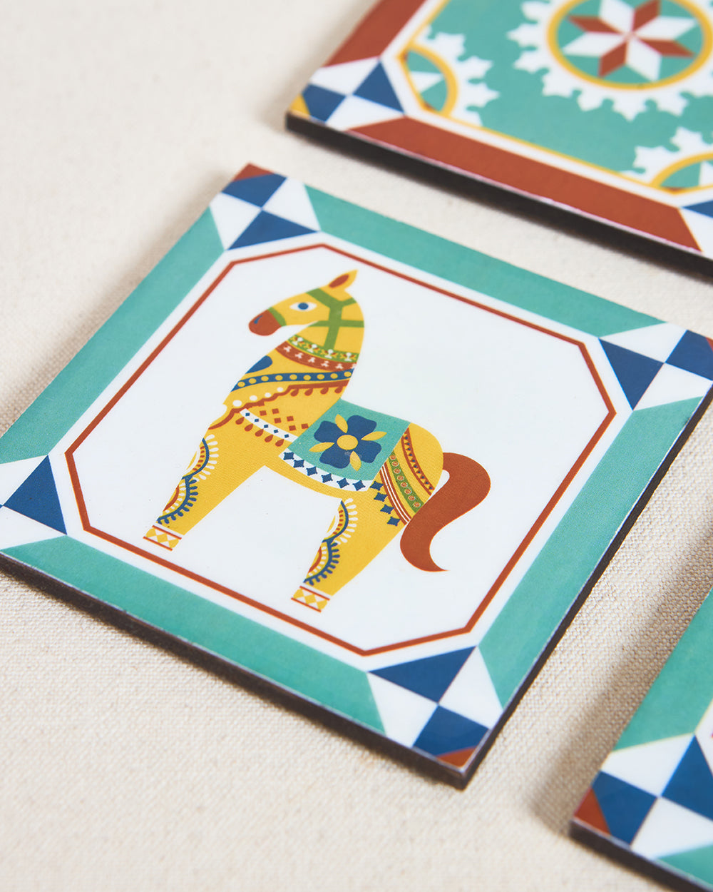 Karaikudi Tiles Coasters,  Set of 6