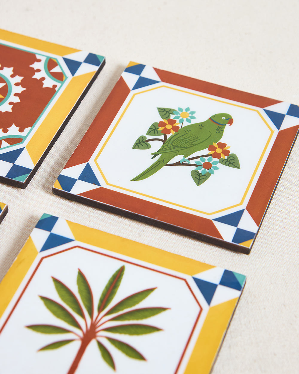 Karaikudi Tiles Coasters,  Set of 6