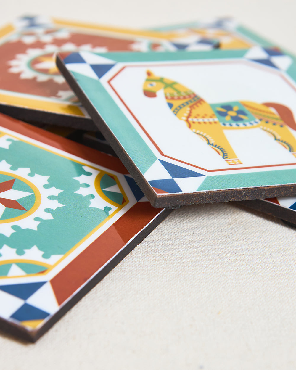 Karaikudi Tiles Coasters,  Set of 6