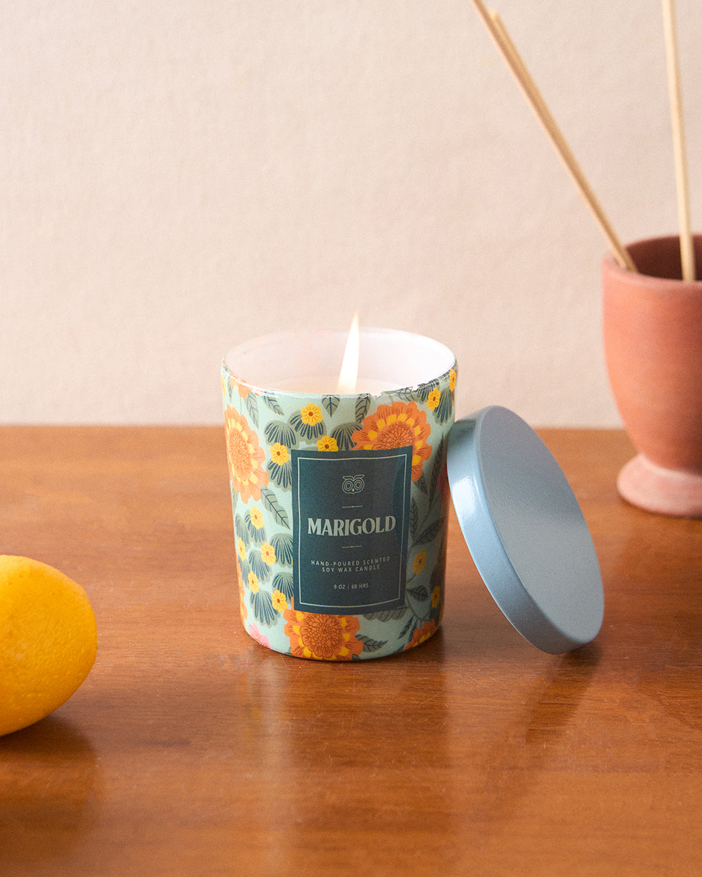 Marigold Soy Wax Candle, Mixed Floral