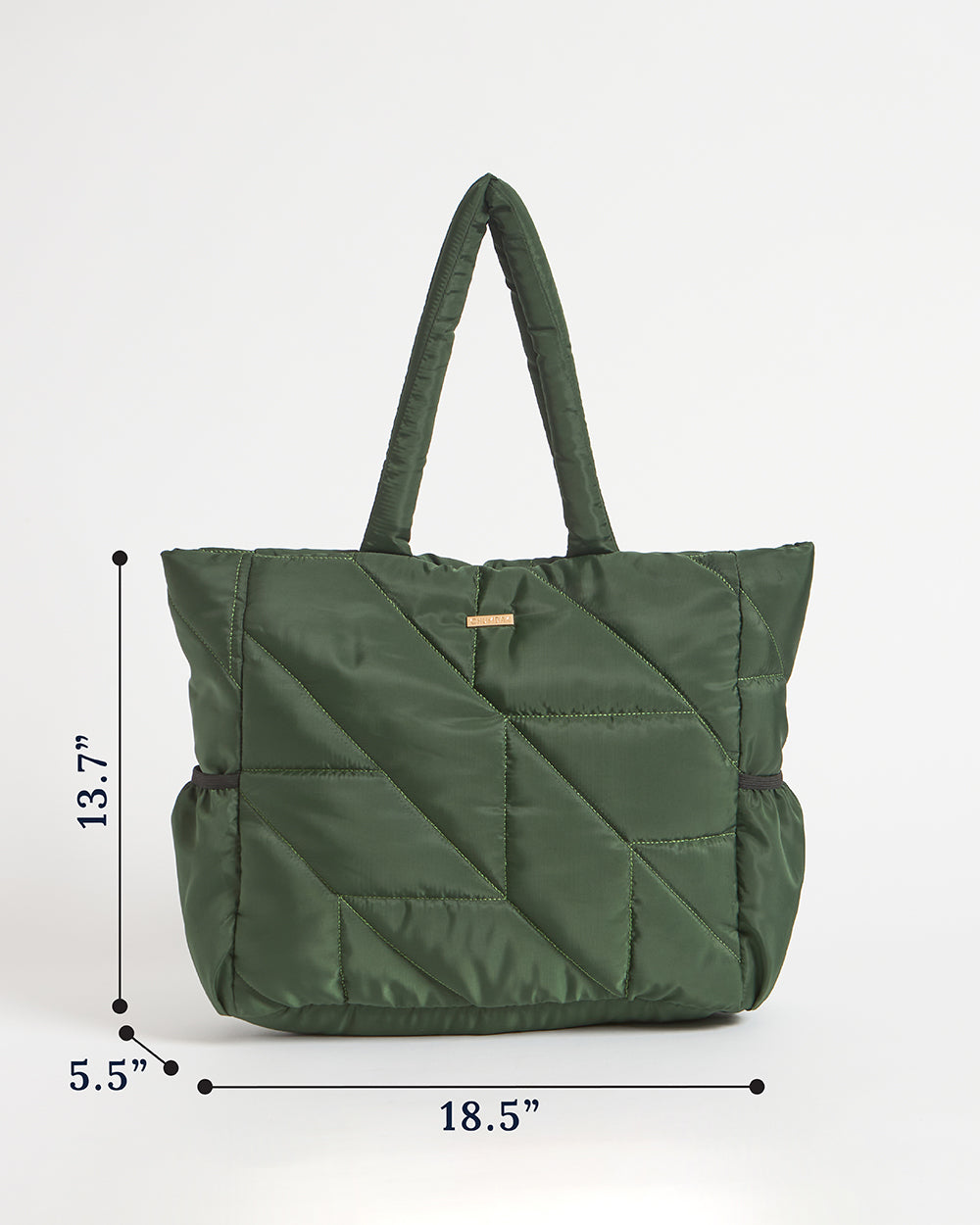 Quilted Puffer Tote - Olive